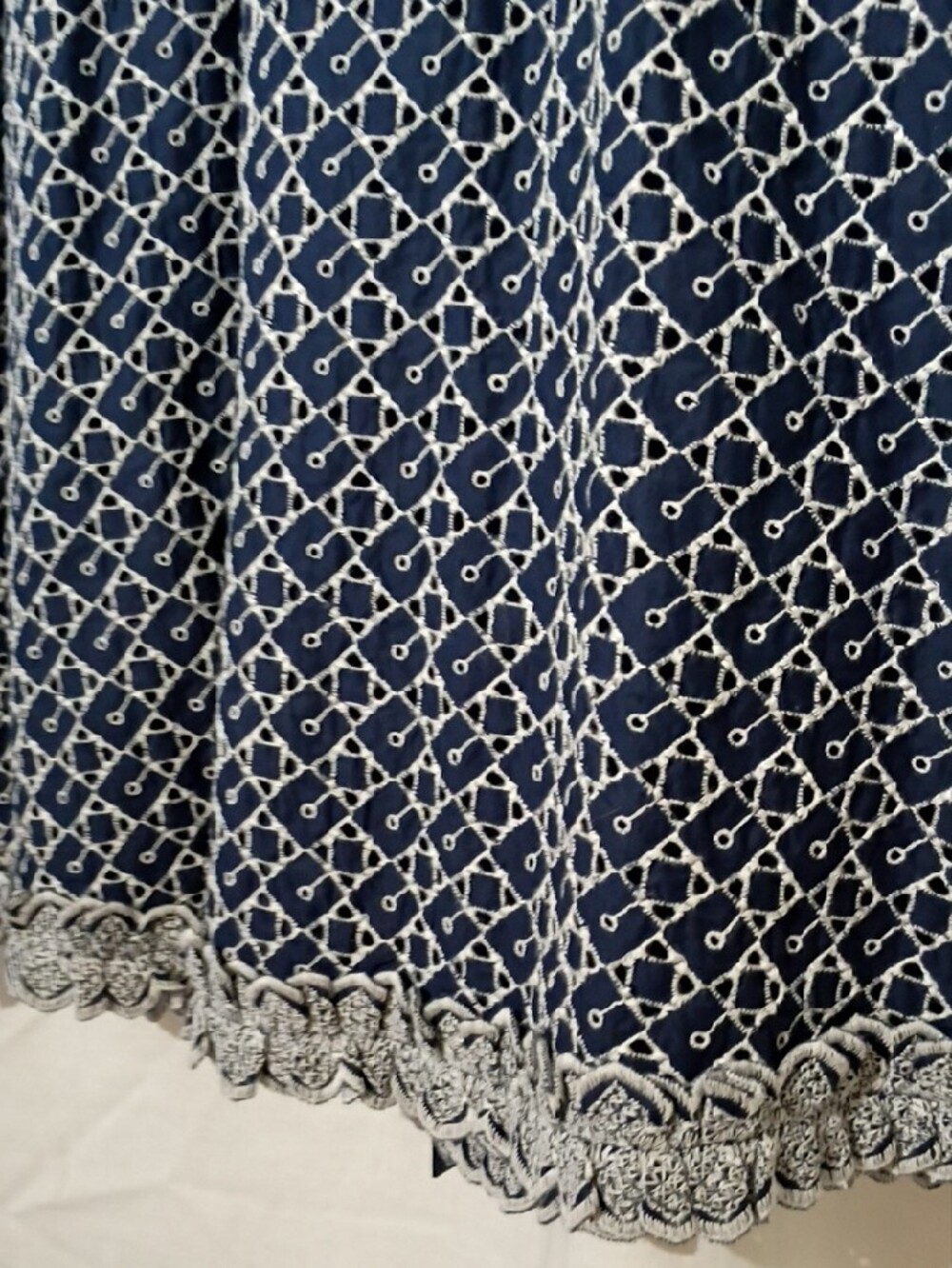 Express Navy Cotton Wrap Midi Dress with White Lace Trim, Sz 4, NWOT - Picture 14 of 16